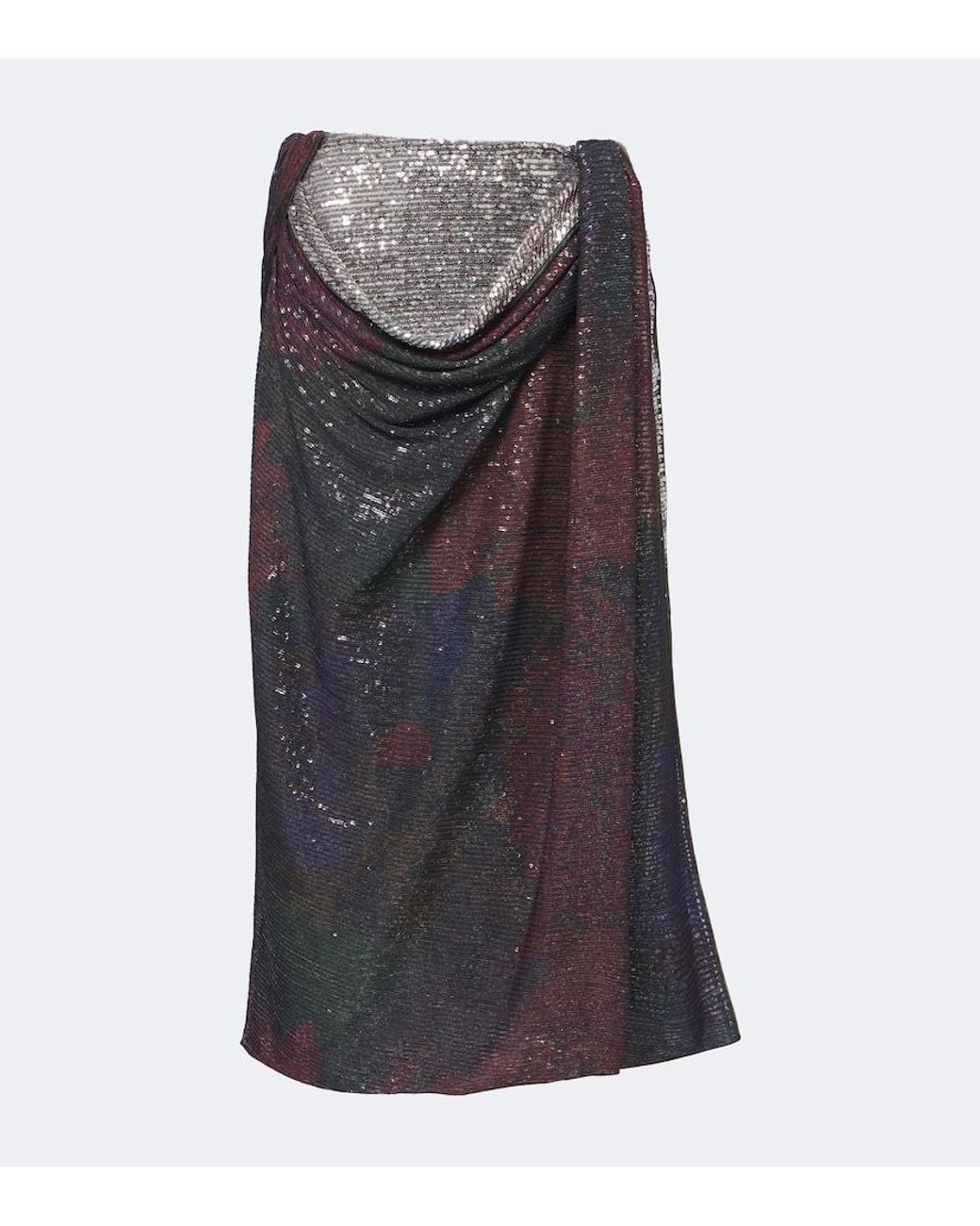 Maison Margiela Multicolor Draped Printed Sequined Midi Skirt