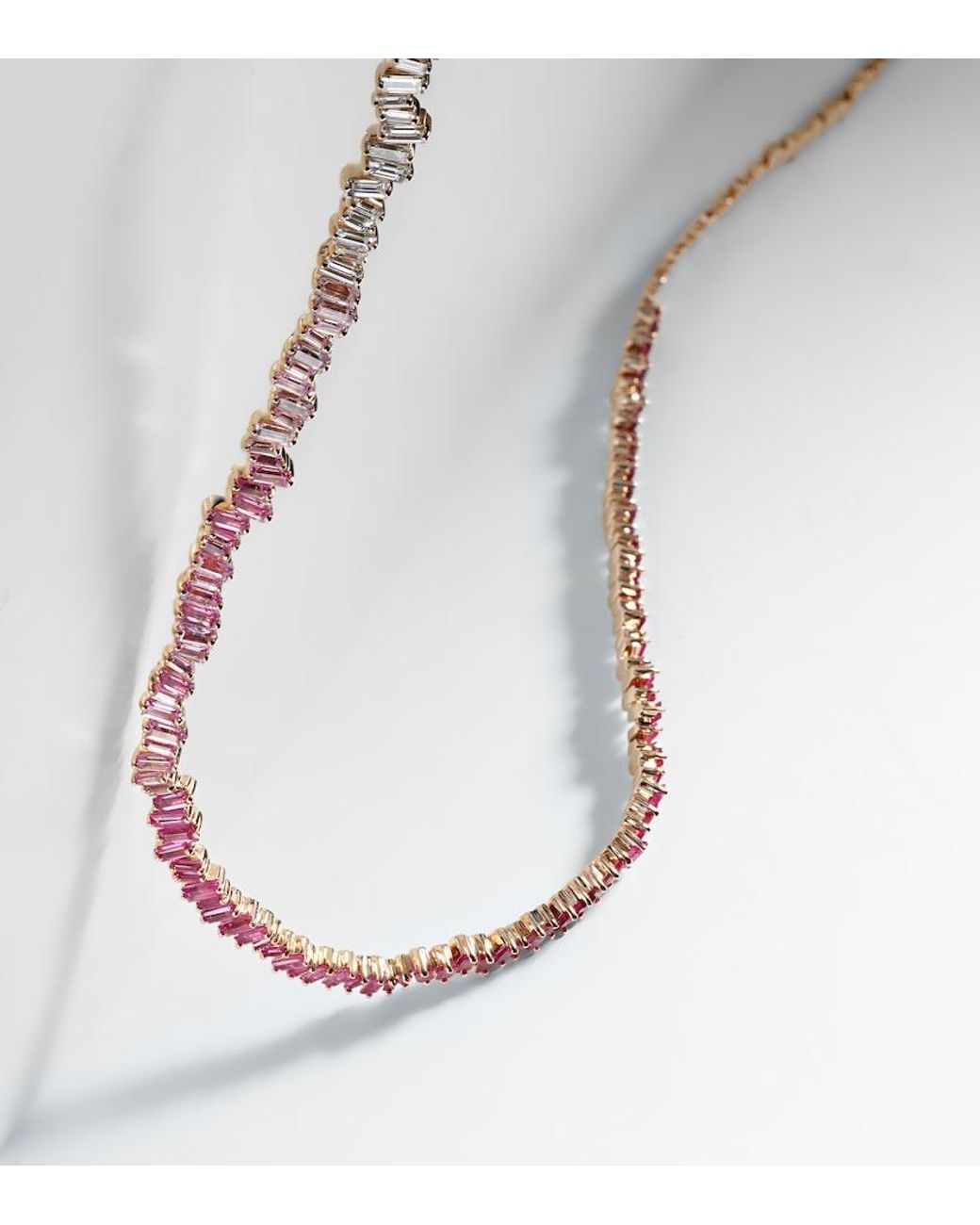 Suzanne Kalan Metallic Bold 18Kt Rose Tennis Necklace With Sapphires And Diamonds