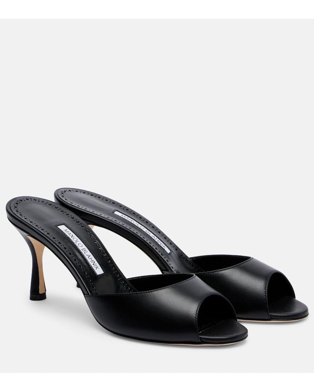 Manolo Blahnik Black Jada 70 Leather Mules