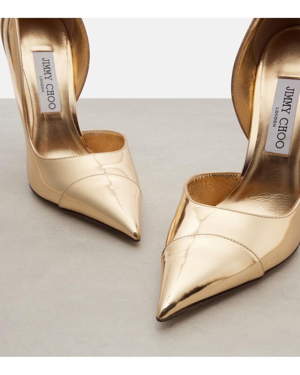 Jimmy Choo Natural Brigitte Mirrored Leather Pumps