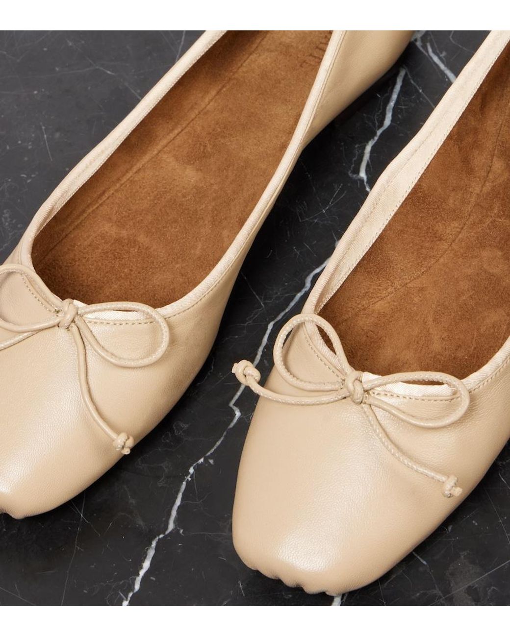 Khaite Natural Charlotte Leather Ballet Flats