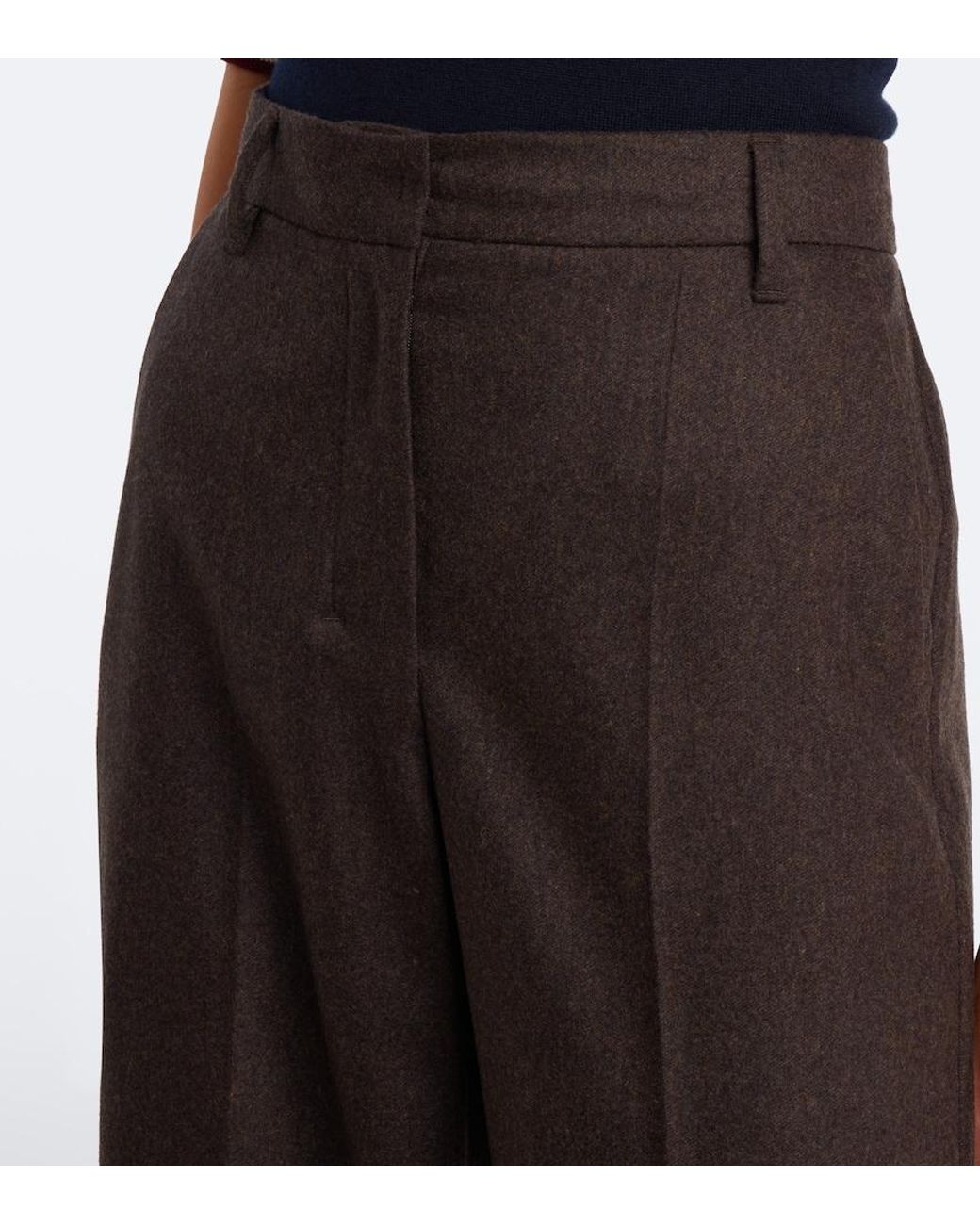 Max Mara Brown Wool Wide-Leg Pants