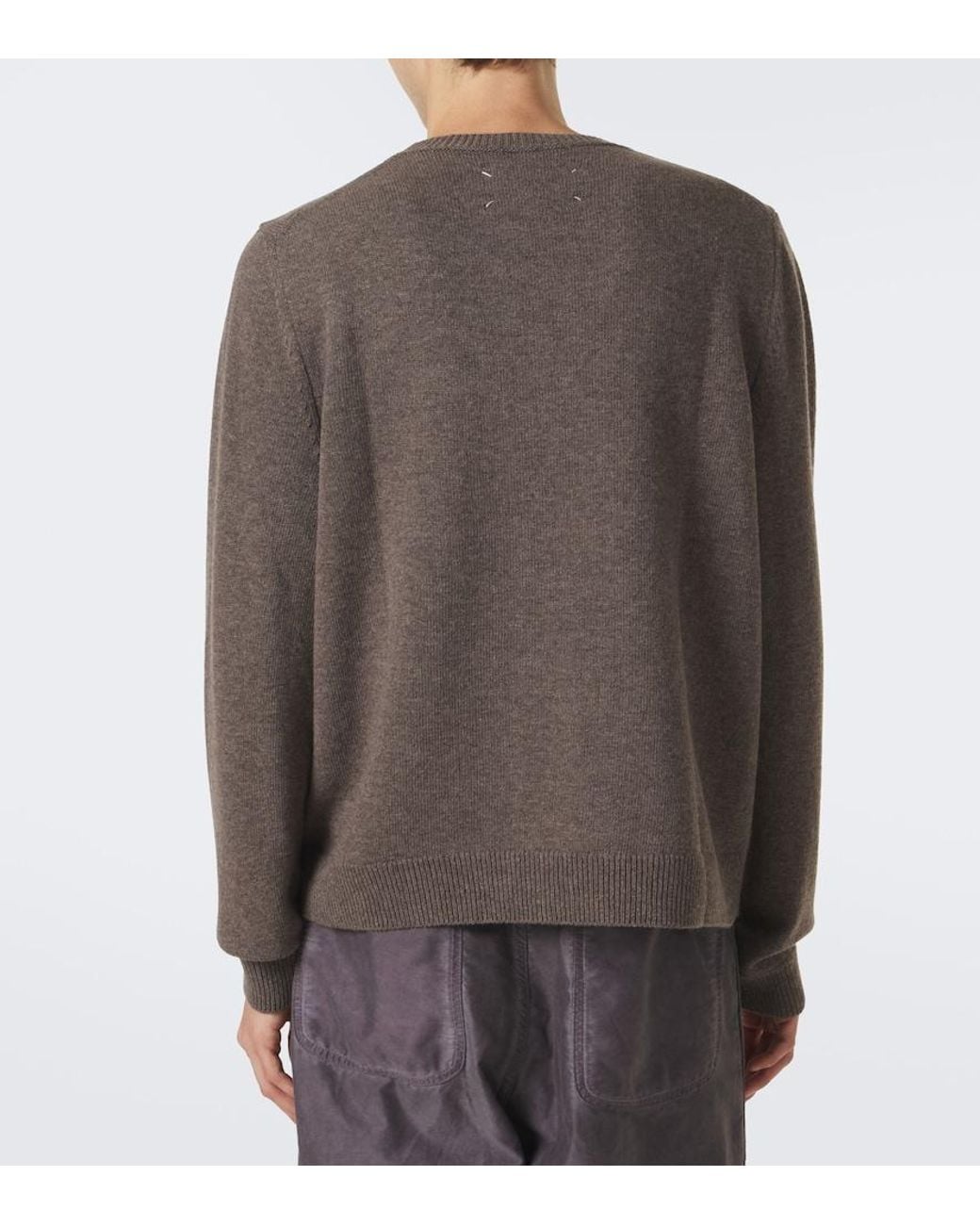 Maison Margiela Gray Printed Virgin Wool Sweater for men