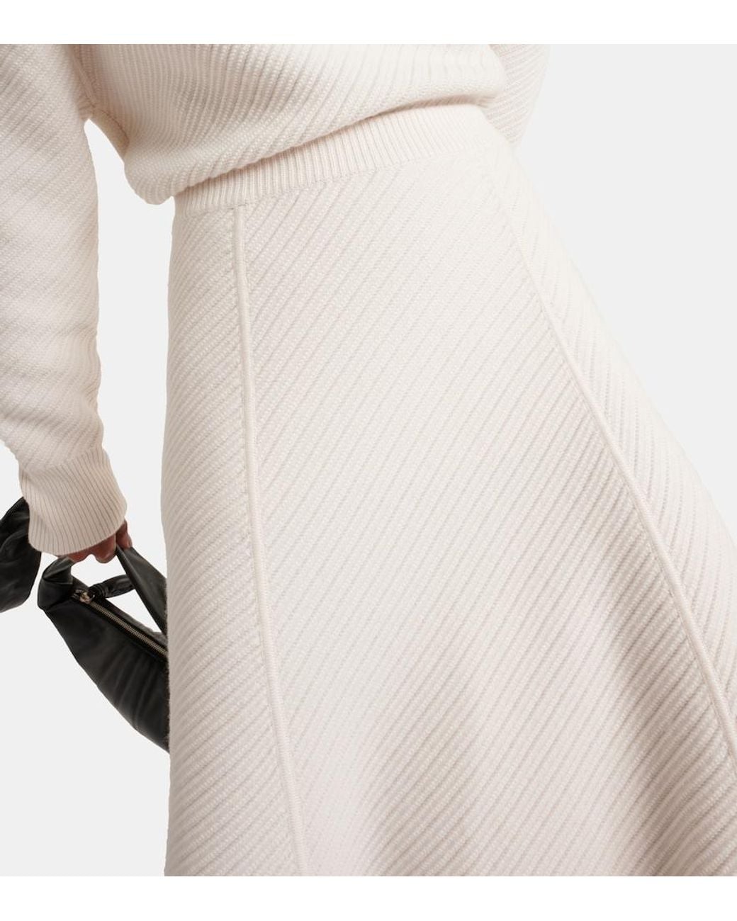 Joseph White Ribbed-Knit Wool-Blend Midi Skirt