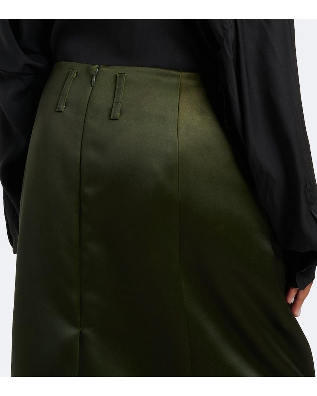 Dries Van Noten Black Printed Satin Midi Skirt
