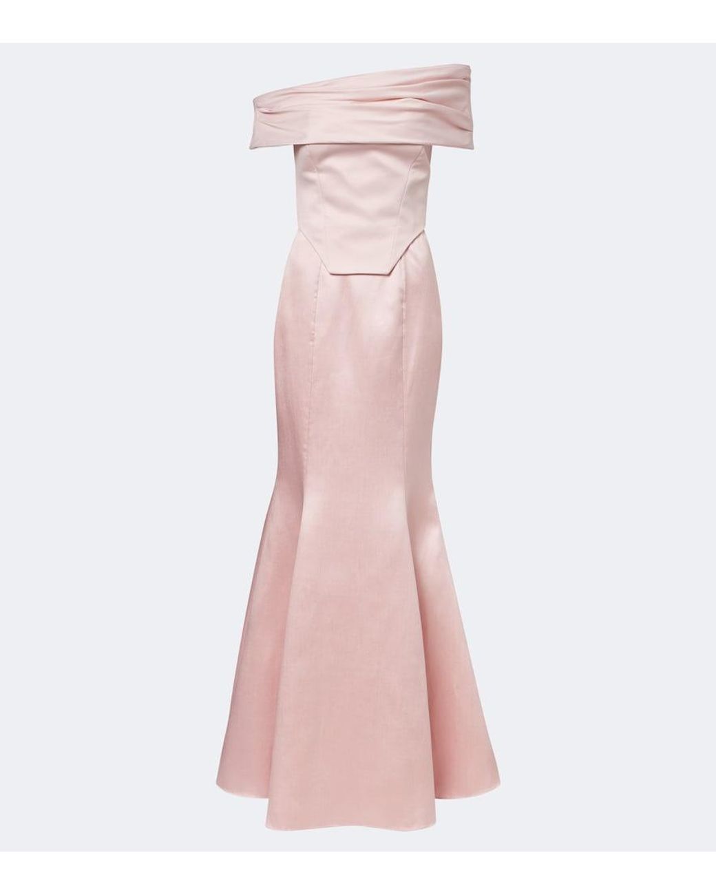 Solace London Pink Alta Off-Shoulder Bustier Gown