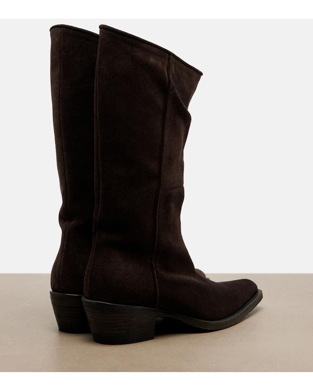 Khaite Black Clive Suede Knee-High Boots