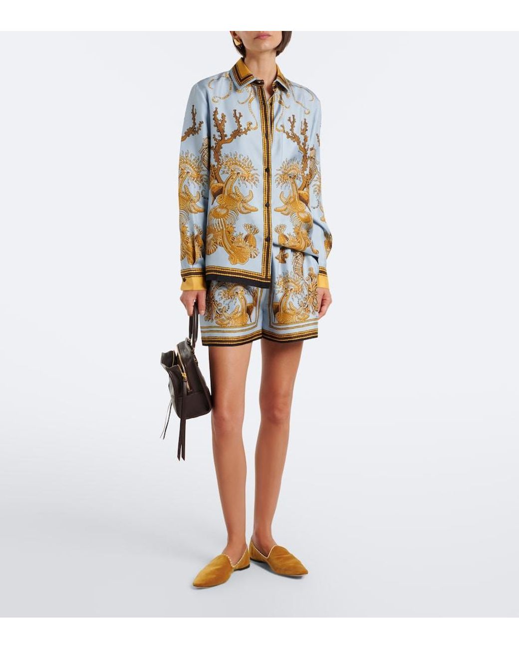 LaDoubleJ Blue Boy Printed Silk Satin Shirt