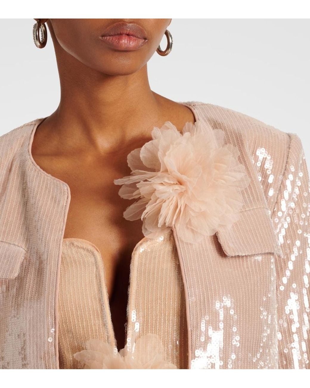 Self-Portrait Natural Sequined Jacket