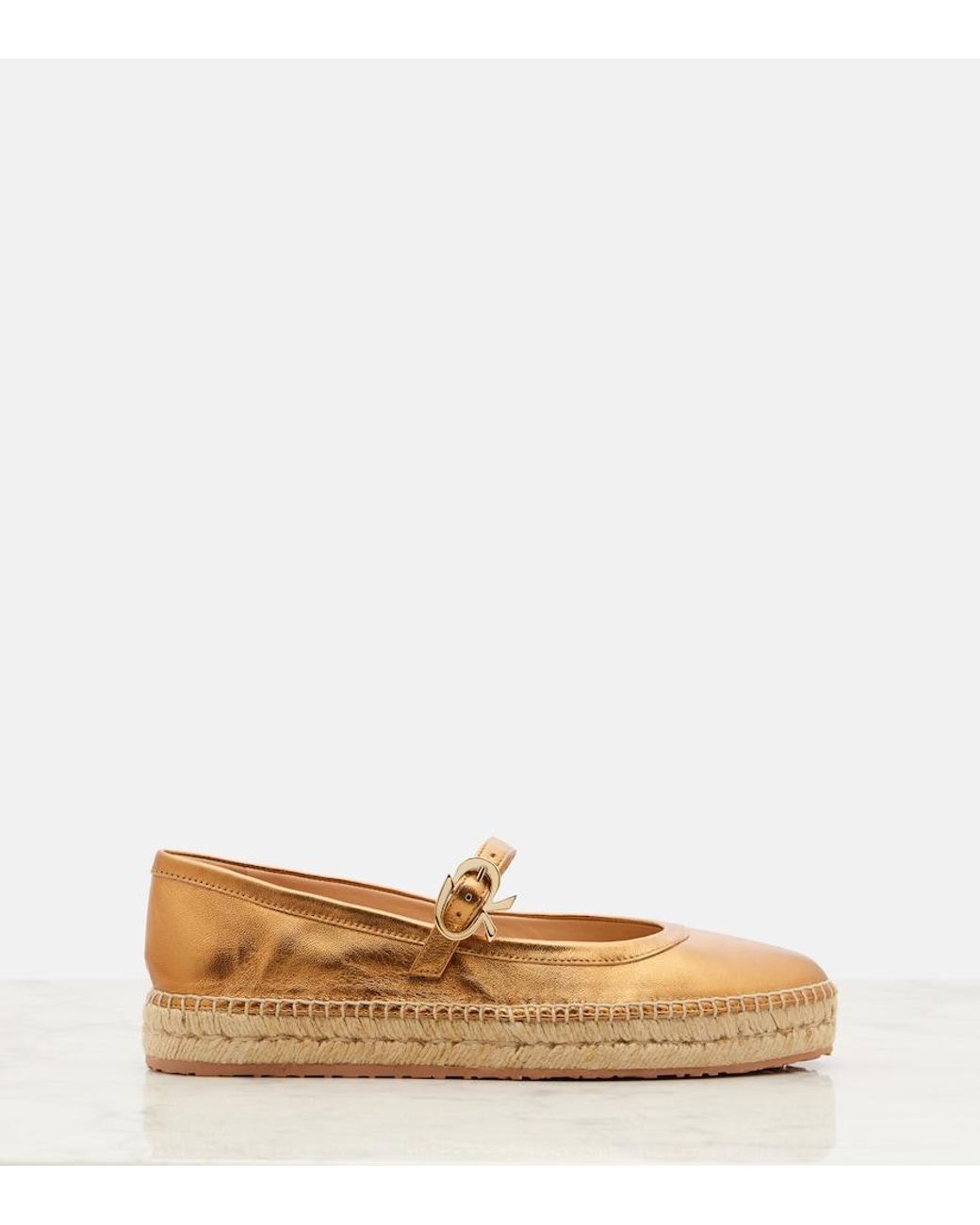 Gianvito Rossi Brown Elda Metallic Leather Espadrilles