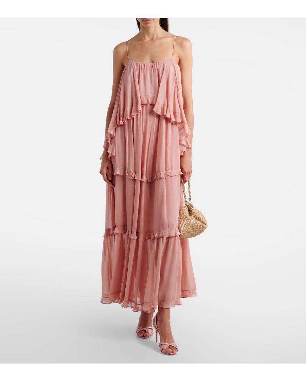 Aquazzura Pink Tati Canvas Slingback Sandals