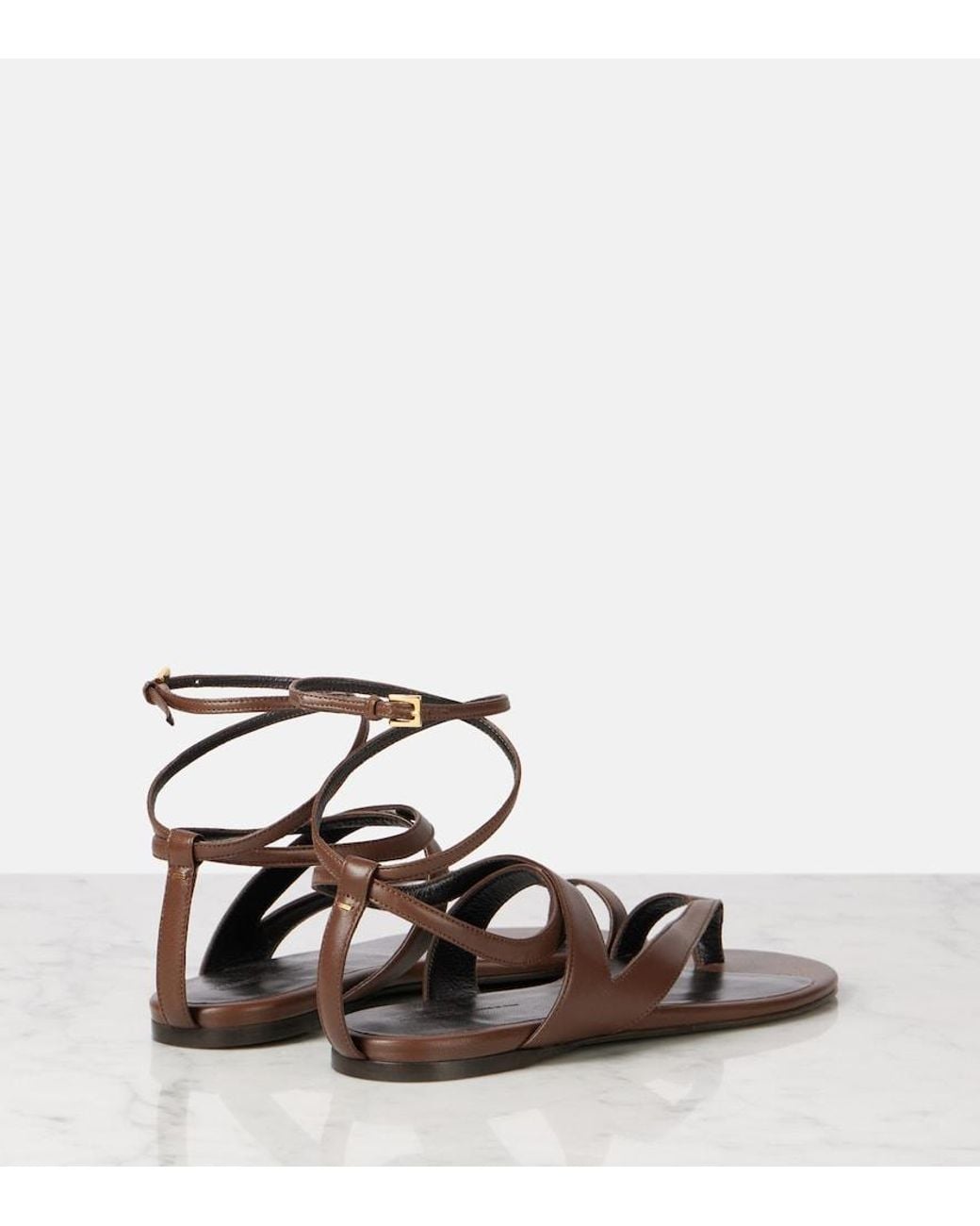 Khaite Brown Aimee Leather Sandals