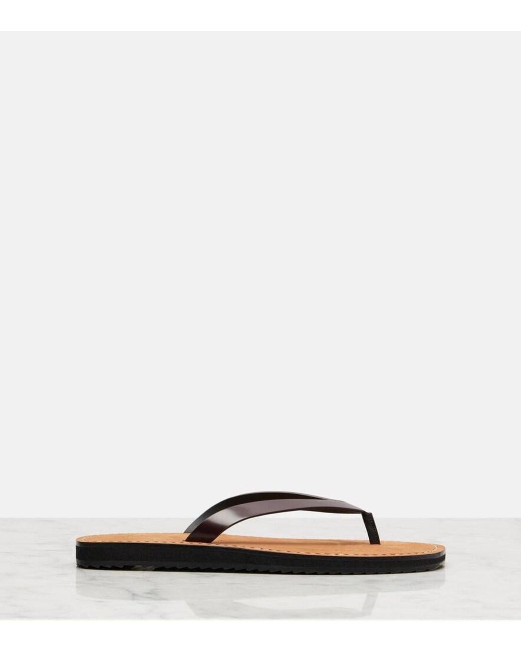 The Row Brown City Leather Thong Sandals