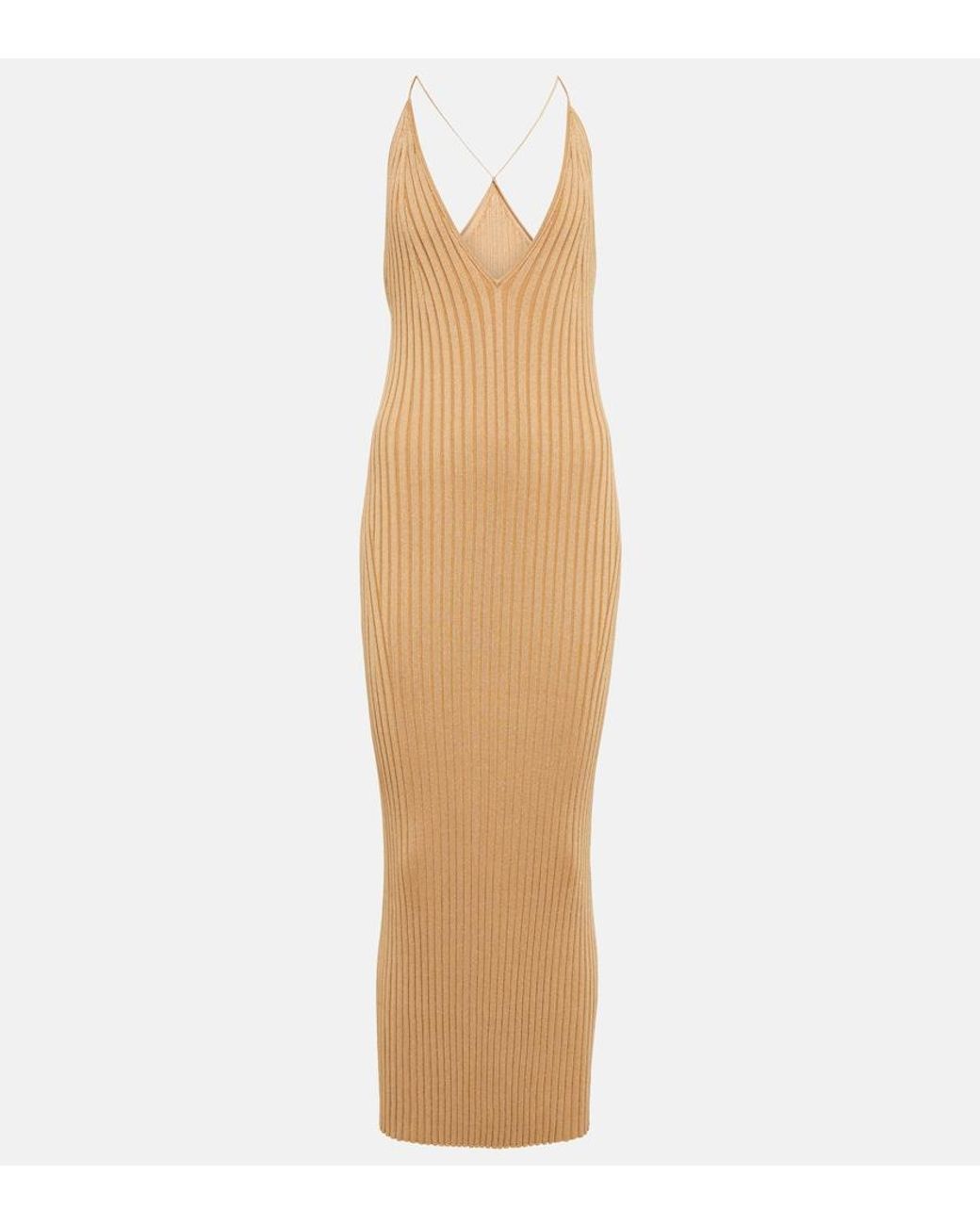 Galvan White Rhea Rib-Knit Halterneck Midi Dress