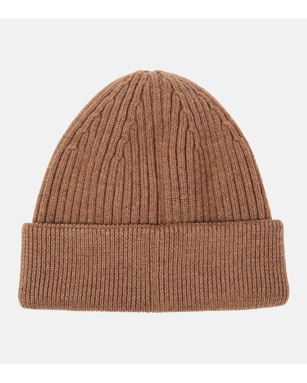 Loewe Brown Logo Ribbed-Knit Wool-Blend Beanie