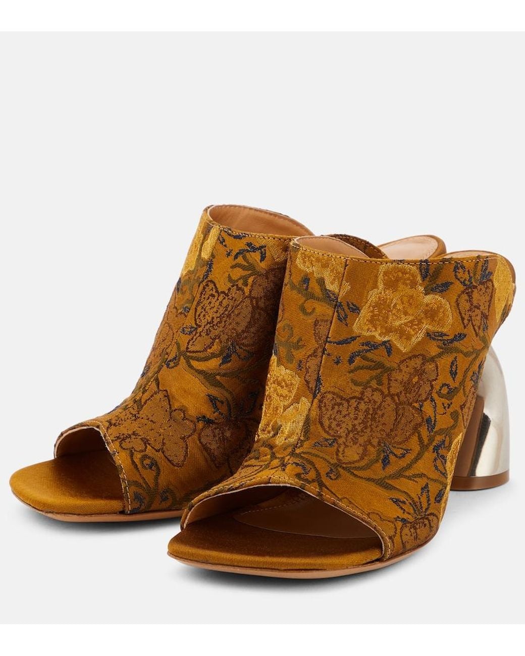 Dries Van Noten Brown Floral Mules
