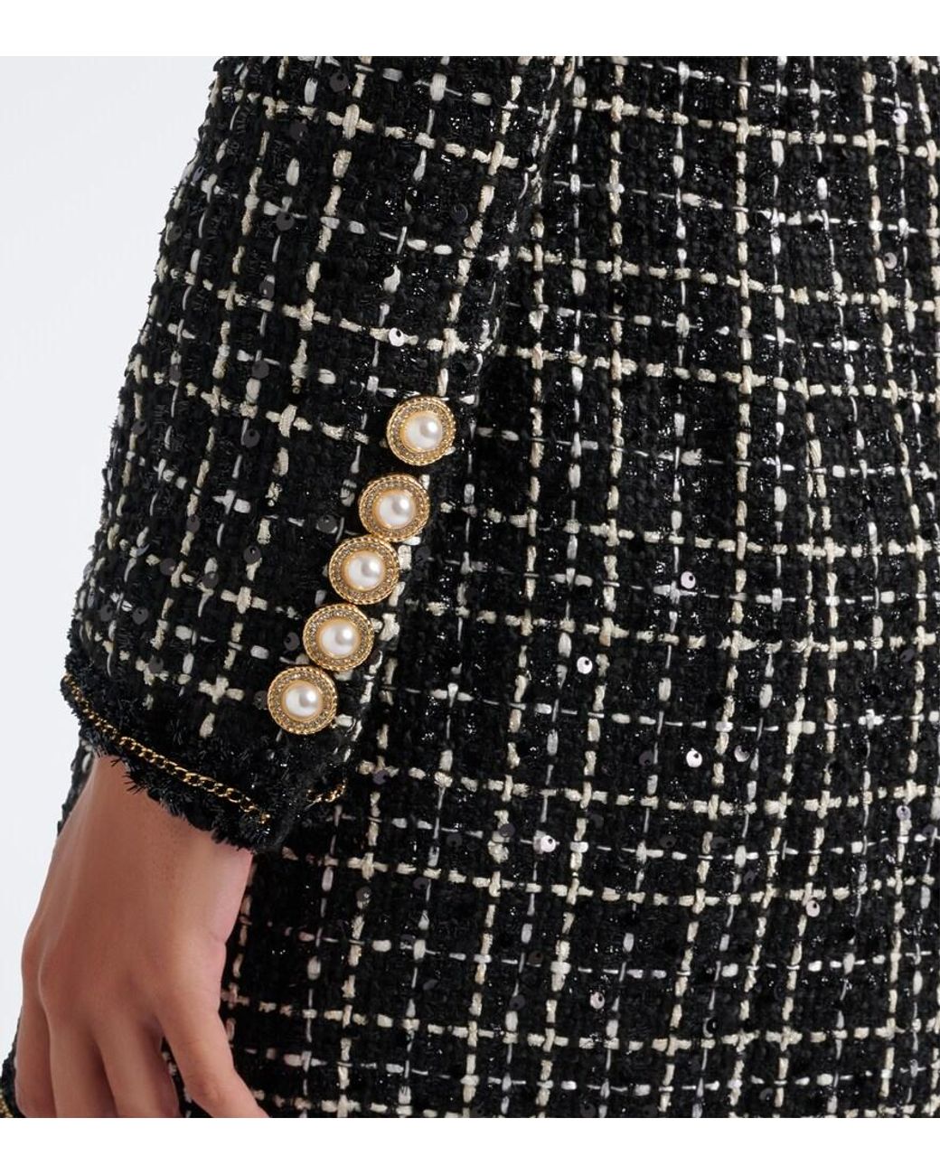 Rebecca Vallance Black Meringue Boucle Tweed Blazer Dress