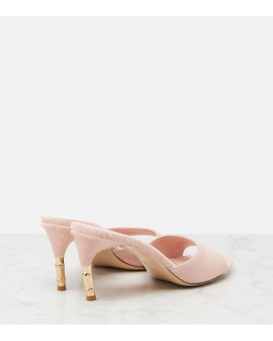 Gucci Pink Castello Calf Hair Mules