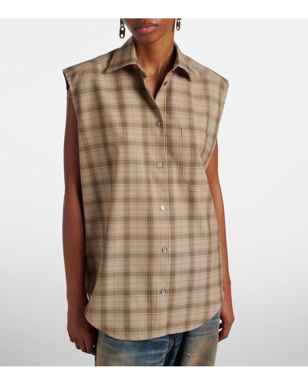 Acne Brown Checked Wool Shirt