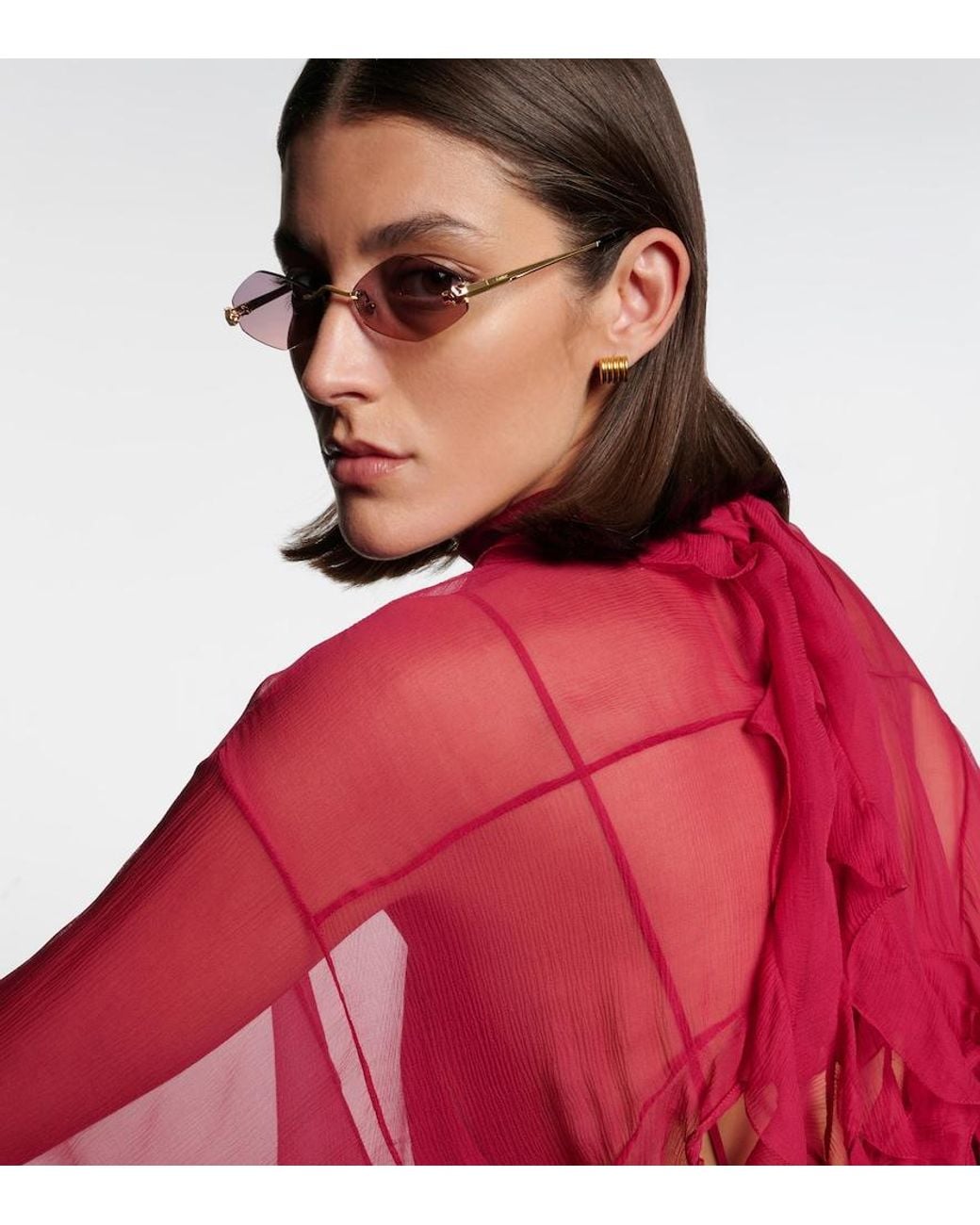 Cartier Pink Panthere De Cartier Geometric Sunglasses