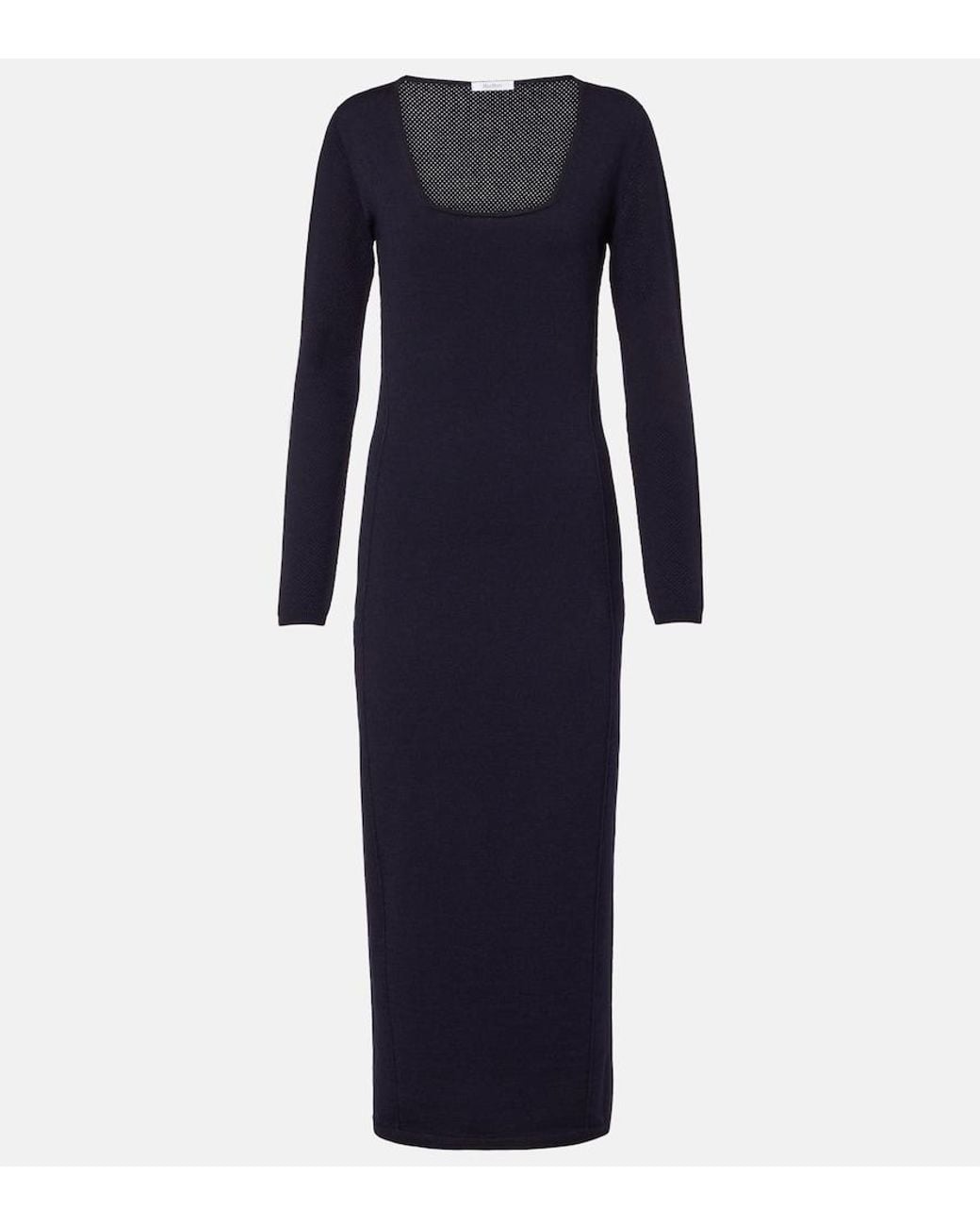 Max Mara Blue Sophia Wool-Blend Midi Dress