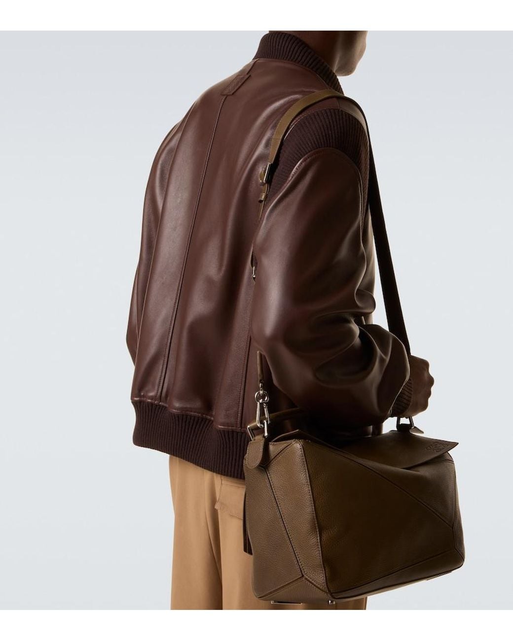 Loewe Brown Puzzle Large Leather Tote Bag for men