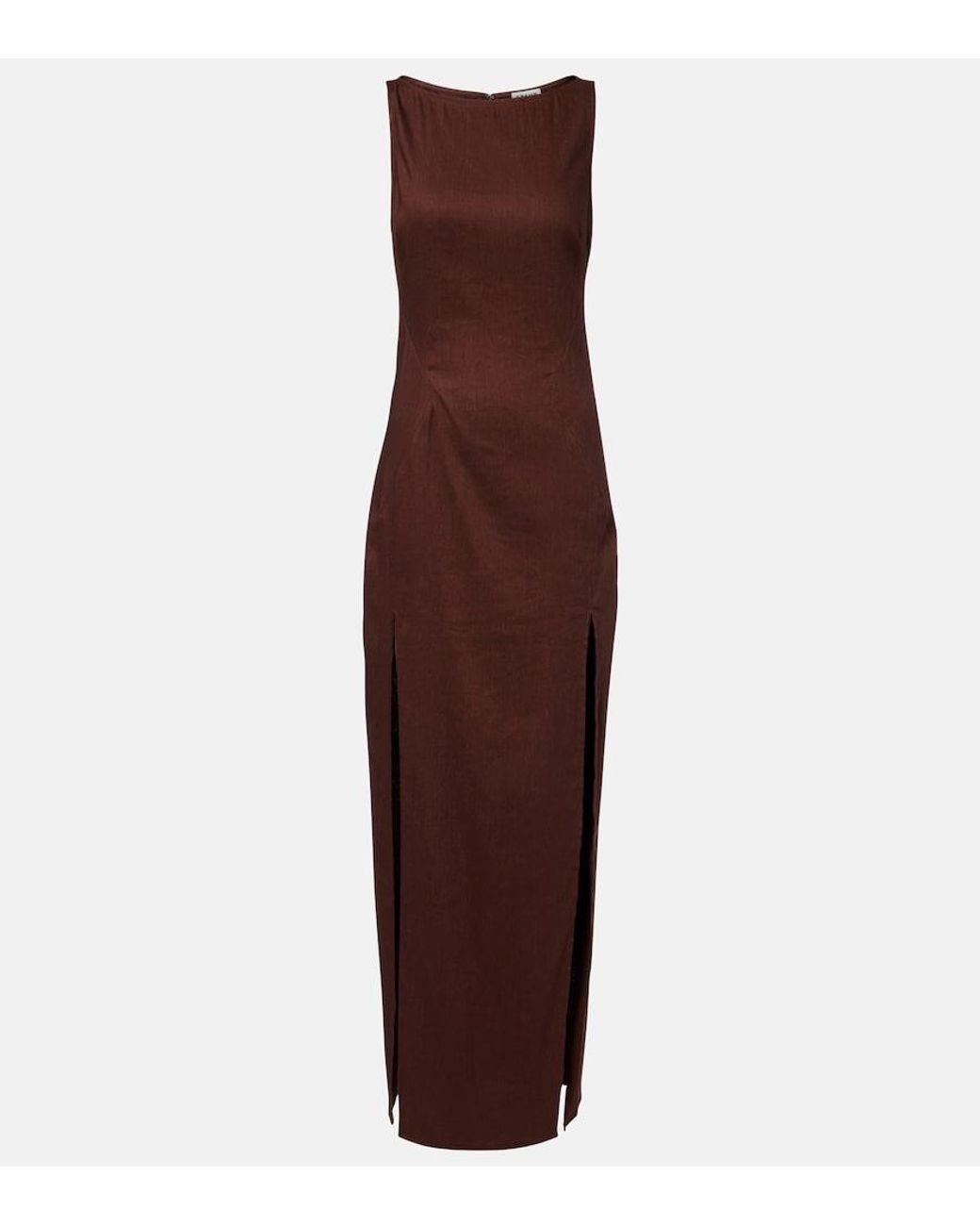 Staud Purple Costa Linen-Blend Maxi Dress