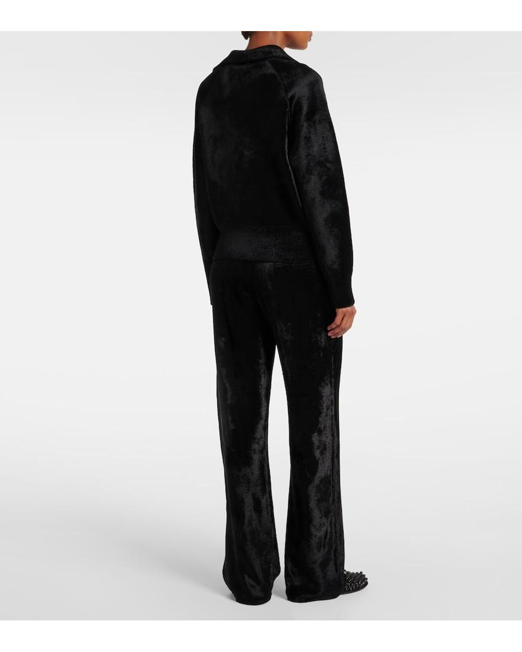 Alaïa Black Wool-Blend Polo Sweater