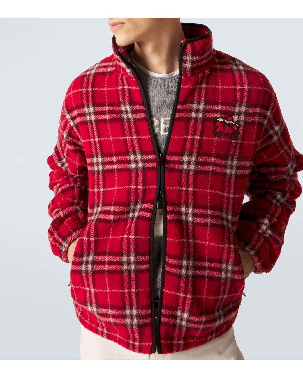 Burberry Red Check Wool-Blend Jacket for men