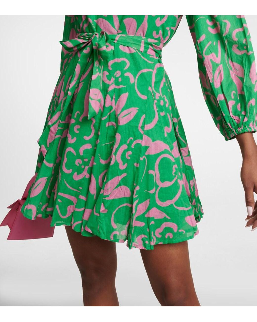 Velvet Green Kiki Belted Floral Cotton Minidress