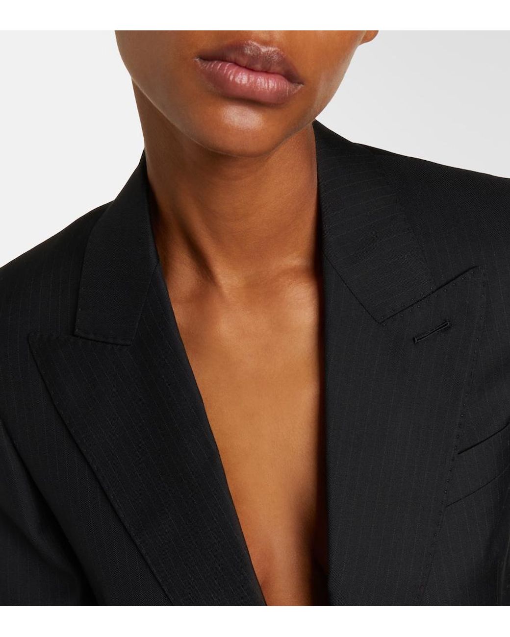 Givenchy Black Chalk Stripe Wool Blazer