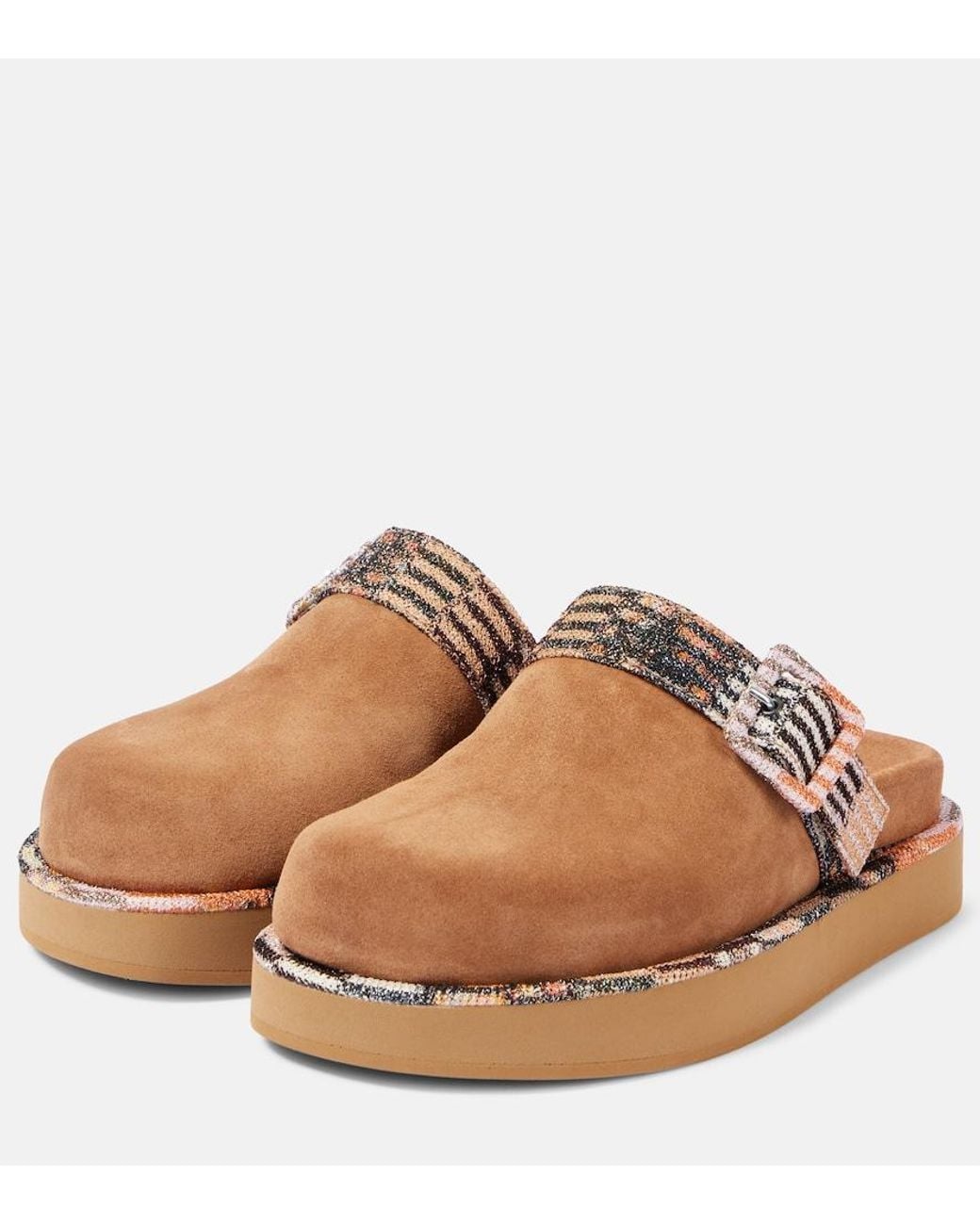 Missoni Brown Suede Round-Toe Clogs