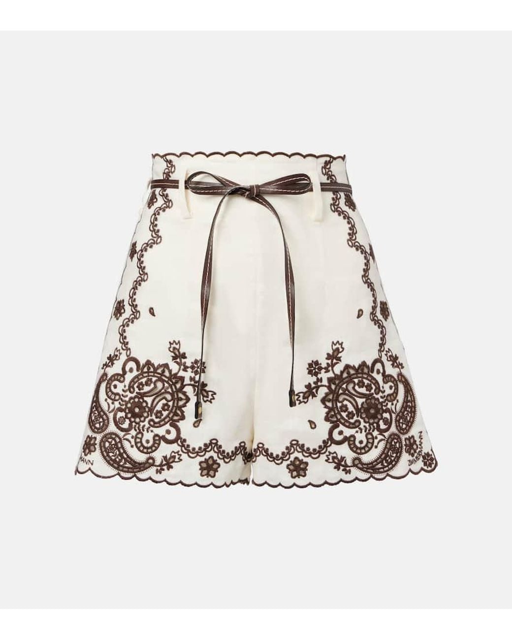 Zimmermann Multicolor Linen Shorts With Decorative Embroidery