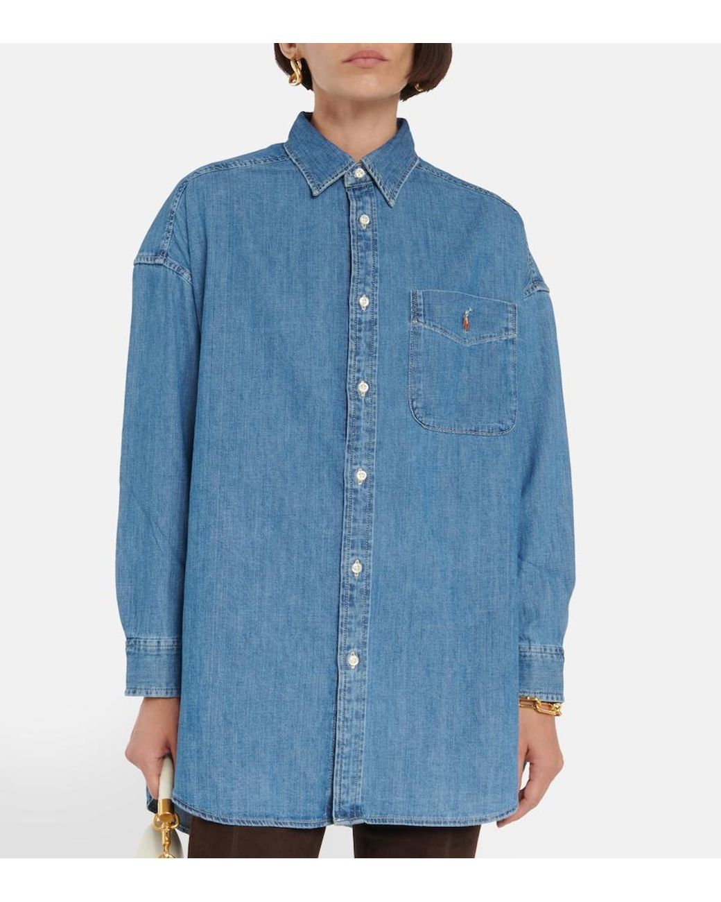 Polo Ralph Lauren Blue Denim Oversized Shirt For