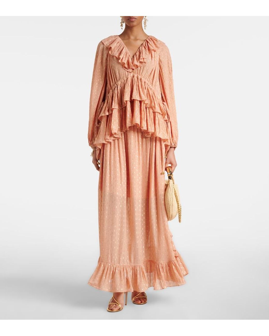 Zimmermann Orange Rhiannon Ruffled Blouse