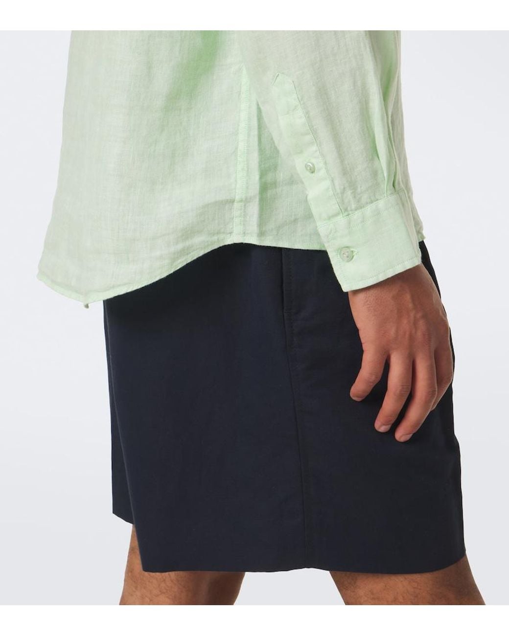 Vilebrequin Green Caroubis Linen Shirt for men