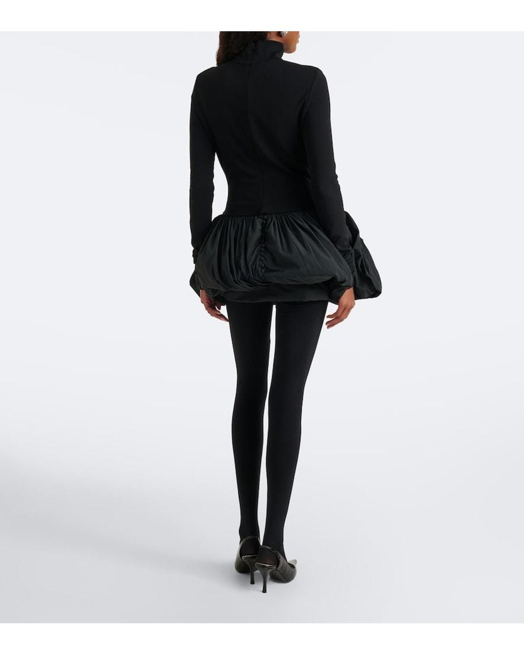 Magda Butrym Black Paneled Wool-Blend Minidress