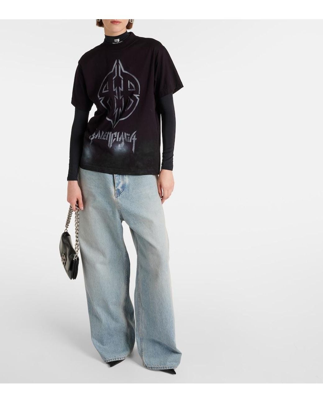 Balenciaga Black Metal Bb Stencil T-Shirt Oversized
