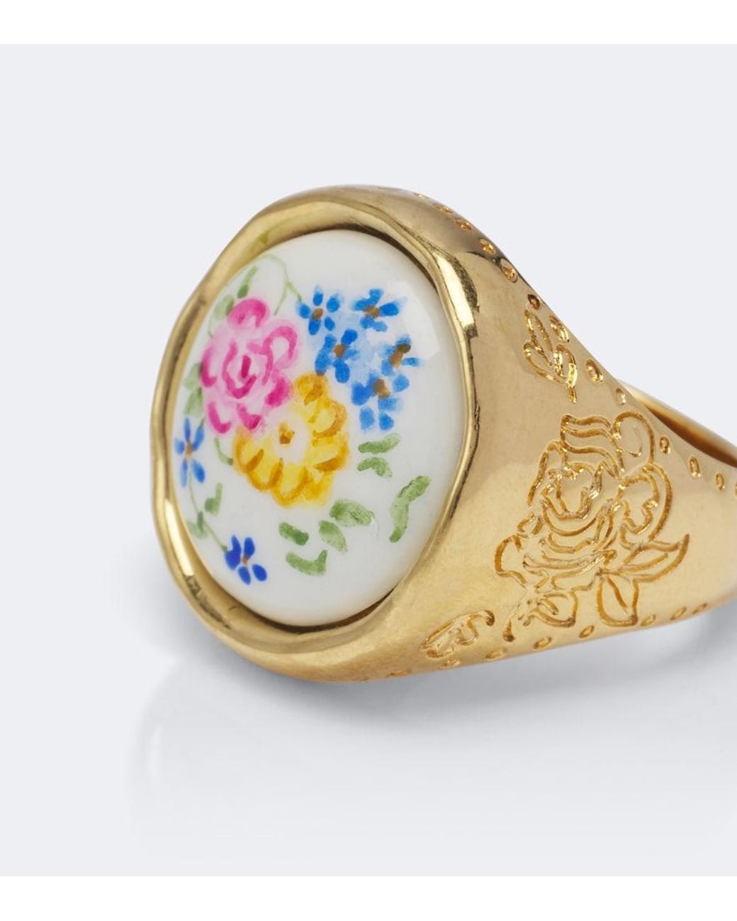 Chloé White Bloomcraft Floral Signet Ring