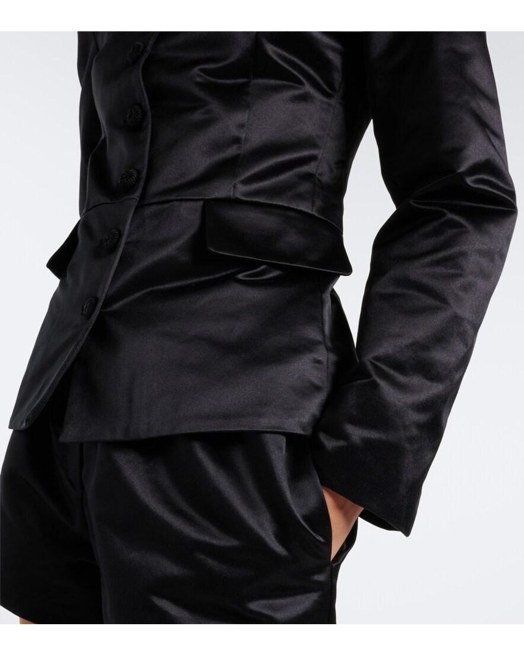 Posse Black Verity Cotton And Silk Satin Jacket