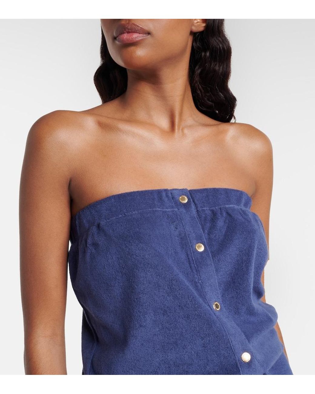 Melissa Odabash Blue Naomi Cotton-Blend Terry Romper