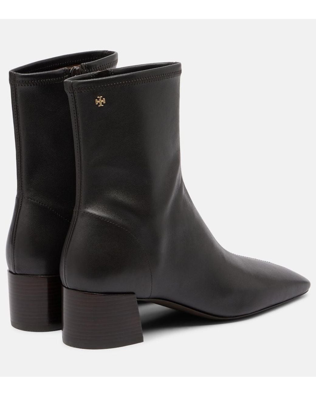 Tory Burch Black Stretch Leather Ankle Boots