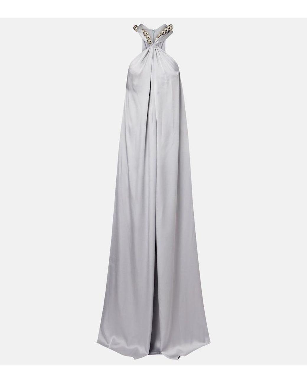 Stella McCartney White Embellished Satin Gown