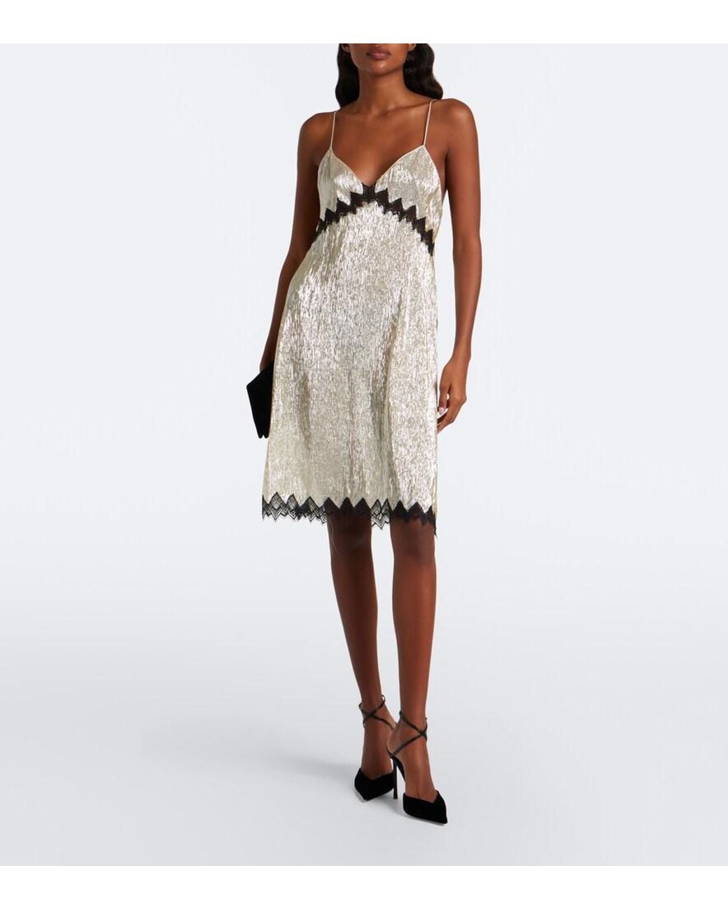Tom Ford Natural Lace-Trimmed Silk-Blend Slip Dress
