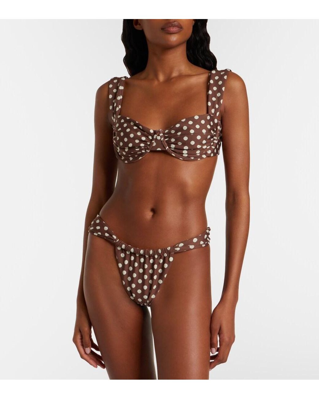 Montce Brown Bella Polka-Dot Bikini Top