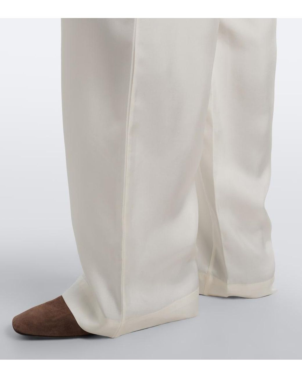 Rohe White Silk Wide-Leg Pants