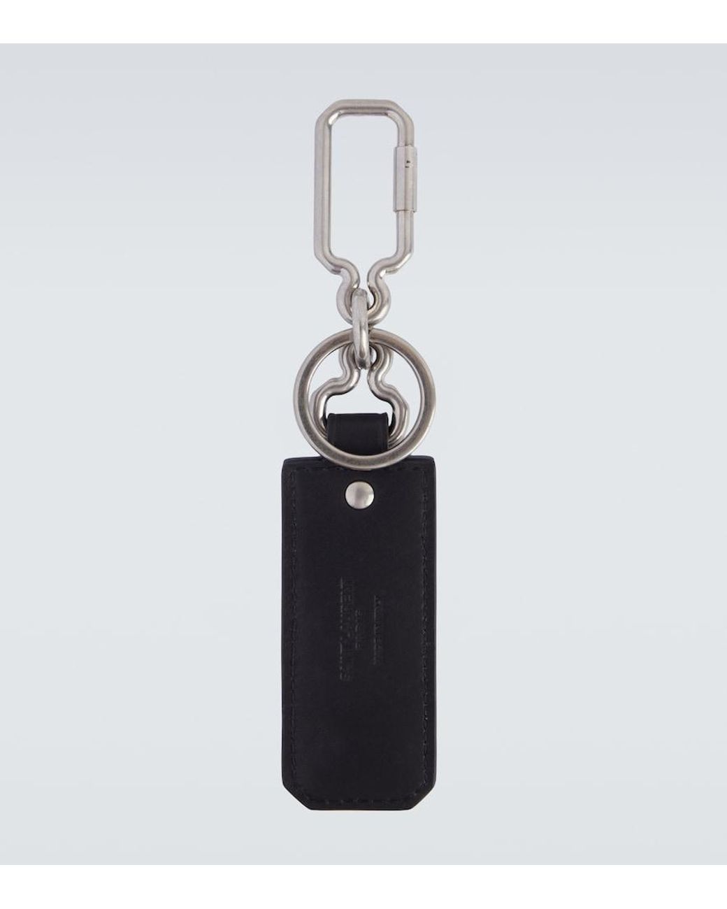 Saint Laurent White Cassandre Leather Keychain for men