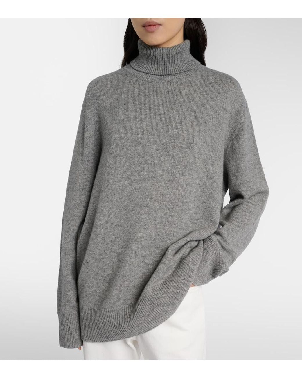 The Row Gray Stepny Wool And Cashmere Turtleneck Sweater