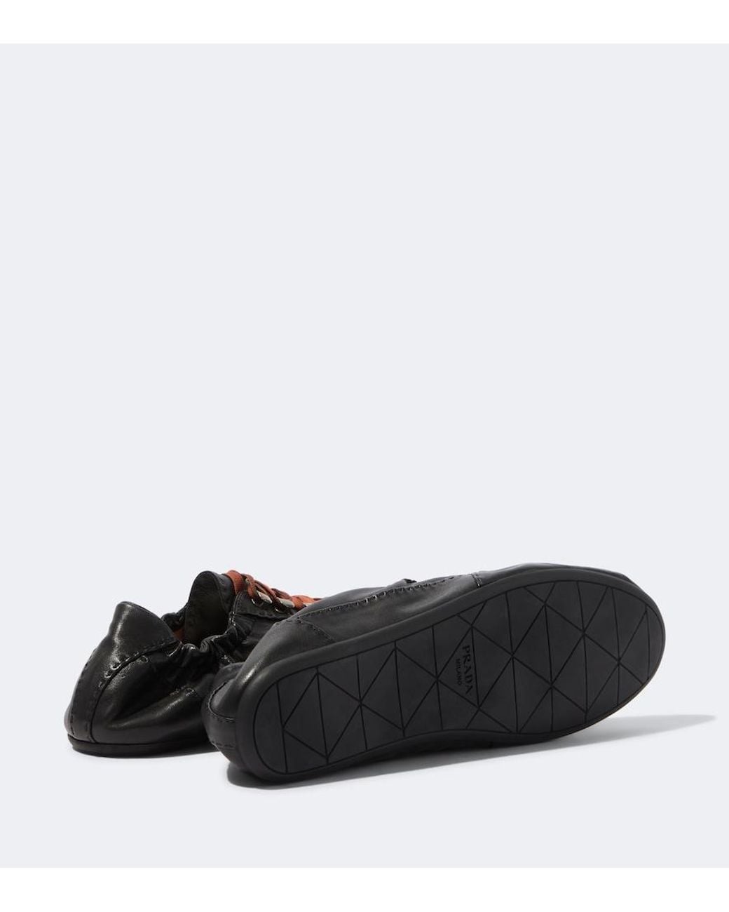 Prada Black Collapse Leather Sneakers for men