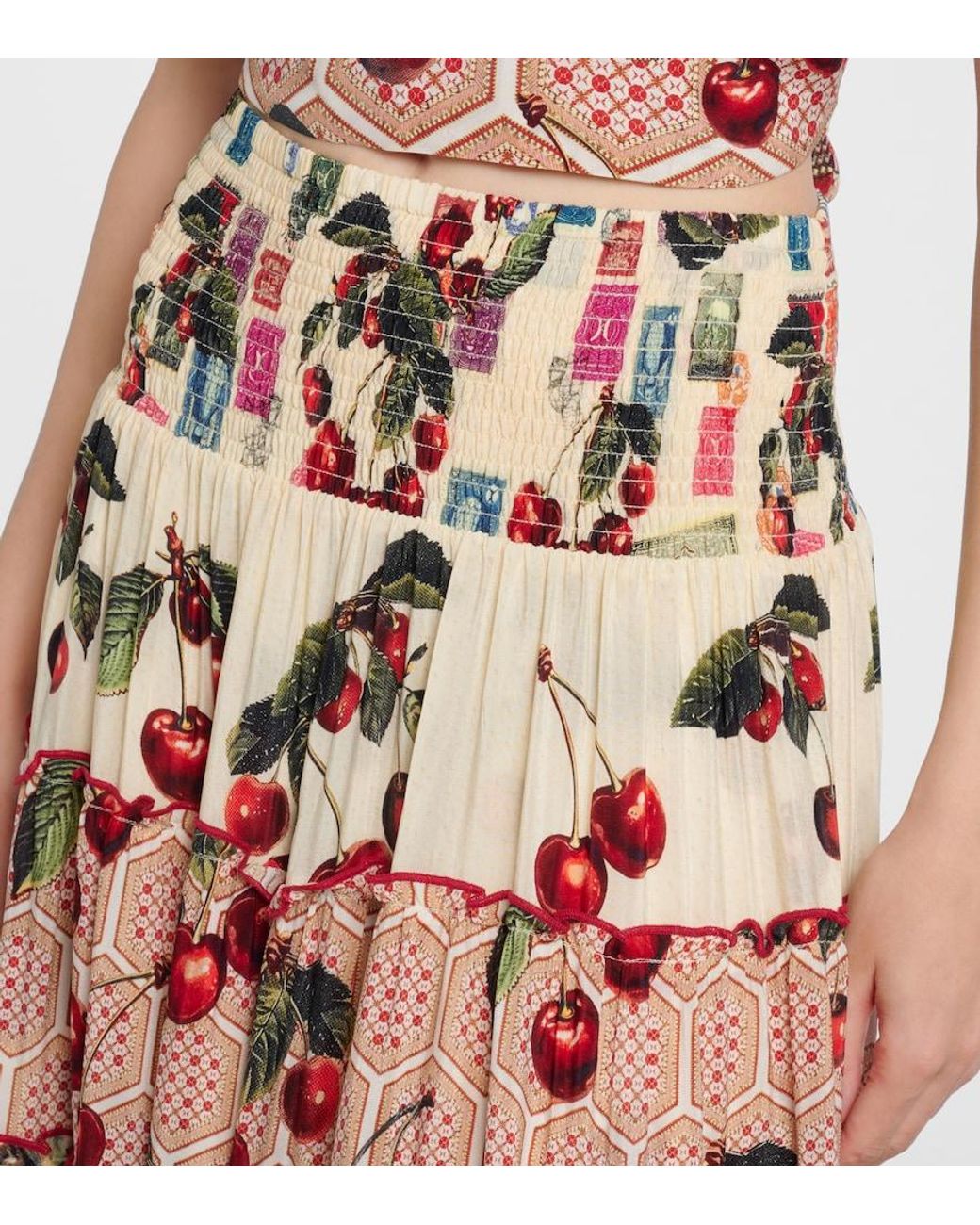 Camilla Red Notes From The Road Printed Silk Maxi Skirt